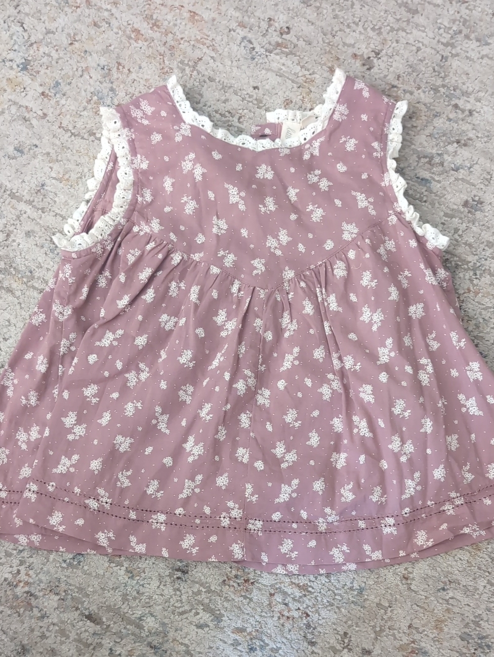 Girls' Sleeveless Floral Lace-Trim Tank Top - Mauve